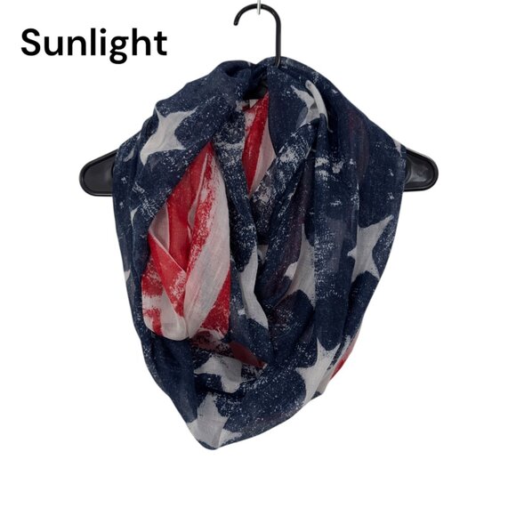 American Flag Infinity Scarf Patriotic Design Lightweight Sheer Fabric Unbranded - Picture 3 of 10